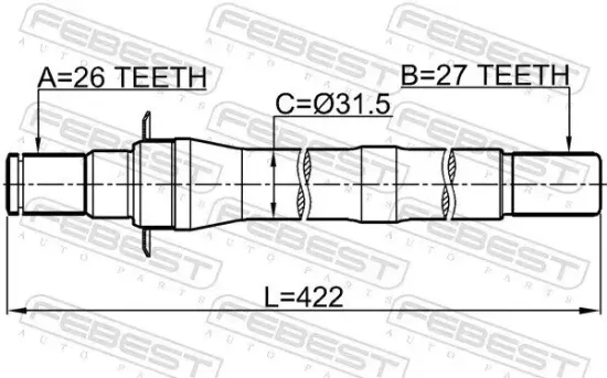 Antriebswelle Vorderachse rechts FEBEST 1212-IX35AT4WD Bild Antriebswelle Vorderachse rechts FEBEST 1212-IX35AT4WD