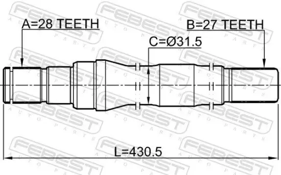 Antriebswelle Vorderachse rechts FEBEST 1212-IX35D3AT6 Bild Antriebswelle Vorderachse rechts FEBEST 1212-IX35D3AT6