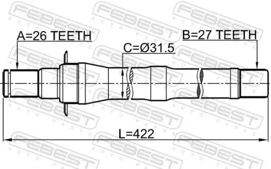 Antriebswelle Vorderachse rechts FEBEST 1212-IX35MT5 Bild Antriebswelle Vorderachse rechts FEBEST 1212-IX35MT5