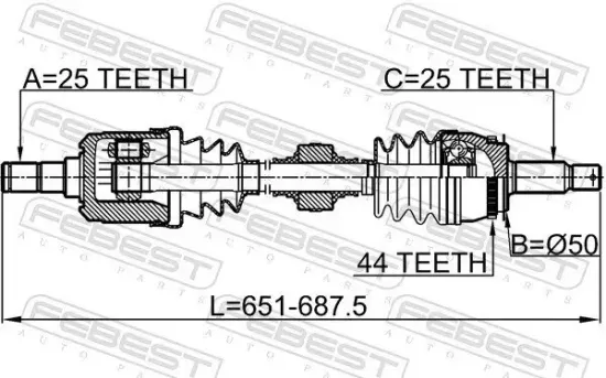 Antriebswelle Vorderachse links FEBEST 1214-CAMTLH Bild Antriebswelle Vorderachse links FEBEST 1214-CAMTLH