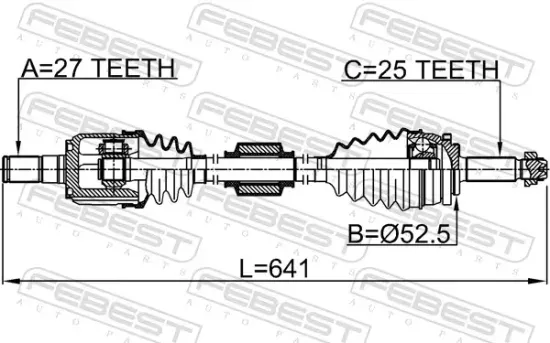 Antriebswelle Vorderachse links FEBEST 1214-H5ATLH Bild Antriebswelle Vorderachse links FEBEST 1214-H5ATLH