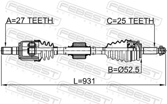 Antriebswelle Vorderachse rechts FEBEST 1214-H5ATRH Bild Antriebswelle Vorderachse rechts FEBEST 1214-H5ATRH