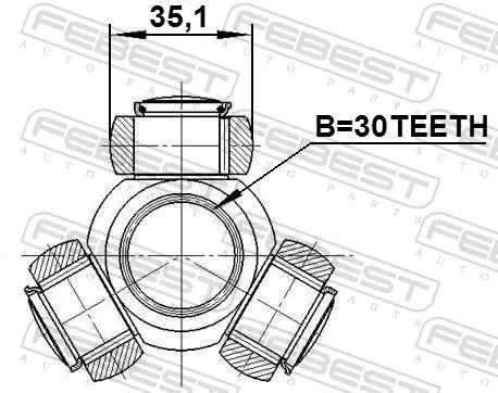 Tripodestern, Antriebswelle FEBEST 1216-ELN19 Bild Tripodestern, Antriebswelle FEBEST 1216-ELN19