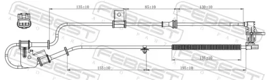 Sensor, Raddrehzahl Vorderachse links FEBEST 12606-001 Bild Sensor, Raddrehzahl Vorderachse links FEBEST 12606-001