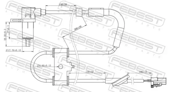 Sensor, Raddrehzahl Hinterachse links FEBEST 12606-007 Bild Sensor, Raddrehzahl Hinterachse links FEBEST 12606-007