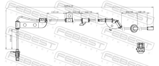 Sensor, Raddrehzahl Hinterachse links FEBEST 12606-013 Bild Sensor, Raddrehzahl Hinterachse links FEBEST 12606-013