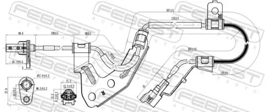Sensor, Raddrehzahl Hinterachse rechts FEBEST 12606-029 Bild Sensor, Raddrehzahl Hinterachse rechts FEBEST 12606-029