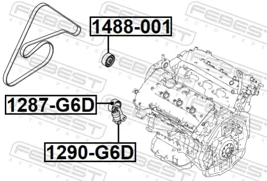 Spannrolle, Keilrippenriemen FEBEST 1287-G6D Bild Spannrolle, Keilrippenriemen FEBEST 1287-G6D