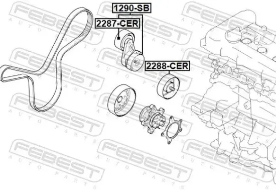 Riemenspanner, Keilrippenriemen FEBEST 1290-SB Bild Riemenspanner, Keilrippenriemen FEBEST 1290-SB