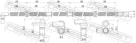 Sensor, Raddrehzahl Vorderachse FEBEST 14606-004 Bild Sensor, Raddrehzahl Vorderachse FEBEST 14606-004