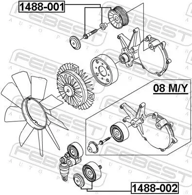 Umlenk-/Führungsrolle, Keilrippenriemen FEBEST 1488-002 Bild Umlenk-/Führungsrolle, Keilrippenriemen FEBEST 1488-002