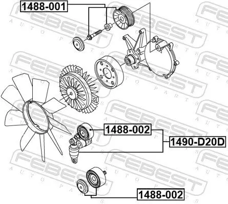 Riemenspanner, Keilrippenriemen FEBEST 1490-D20D Bild Riemenspanner, Keilrippenriemen FEBEST 1490-D20D