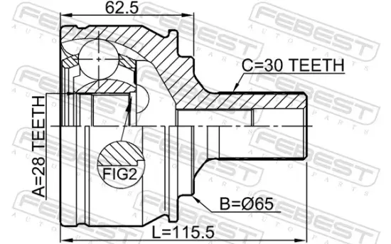 Gelenksatz, Antriebswelle Vorderachse radseitig FEBEST 1610-156F Bild Gelenksatz, Antriebswelle Vorderachse radseitig FEBEST 1610-156F