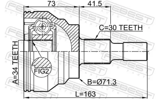 Gelenksatz, Antriebswelle Vorderachse radseitig FEBEST 1610-164R Bild Gelenksatz, Antriebswelle Vorderachse radseitig FEBEST 1610-164R