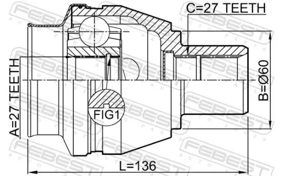 Gelenksatz, Antriebswelle Vorderachse rechts getriebeseitig FEBEST 1611-246RH Bild Gelenksatz, Antriebswelle Vorderachse rechts getriebeseitig FEBEST 1611-246RH