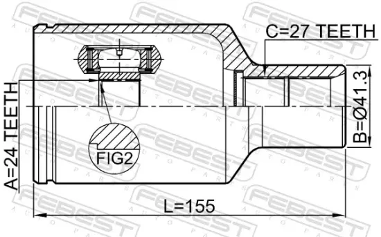Gelenksatz, Antriebswelle getriebeseitig Vorderachse links FEBEST 1611-253LH Bild Gelenksatz, Antriebswelle getriebeseitig Vorderachse links FEBEST 1611-253LH