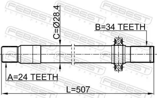 Antriebswelle Vorderachse links FEBEST 1612-211LH Bild Antriebswelle Vorderachse links FEBEST 1612-211LH