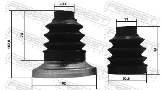 Faltenbalg, Antriebswelle radseitig Hinterachse FEBEST 1617P-211R-KIT Bild Faltenbalg, Antriebswelle radseitig Hinterachse FEBEST 1617P-211R-KIT