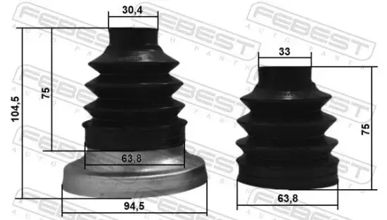 Faltenbalg, Antriebswelle Hinterachse radseitig FEBEST 1617P-212R Bild Faltenbalg, Antriebswelle Hinterachse radseitig FEBEST 1617P-212R