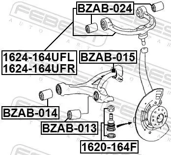 Lenker, Radaufhängung vorne rechts FEBEST 1624-164UFR Bild Lenker, Radaufhängung vorne rechts FEBEST 1624-164UFR