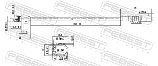 Sensor, Raddrehzahl Hinterachse links FEBEST 16606-003 Bild Sensor, Raddrehzahl Hinterachse links FEBEST 16606-003