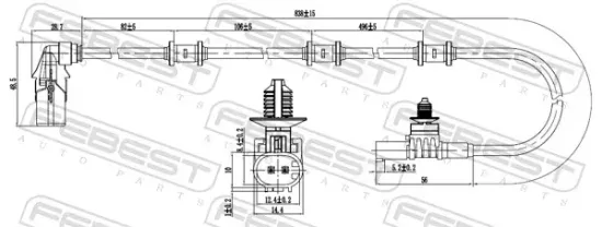 Sensor, Raddrehzahl Vorderachse links FEBEST 16606-007 Bild Sensor, Raddrehzahl Vorderachse links FEBEST 16606-007