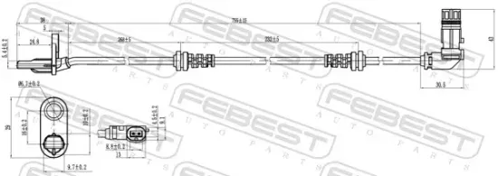 Sensor, Raddrehzahl Vorderachse FEBEST 16606-009 Bild Sensor, Raddrehzahl Vorderachse FEBEST 16606-009