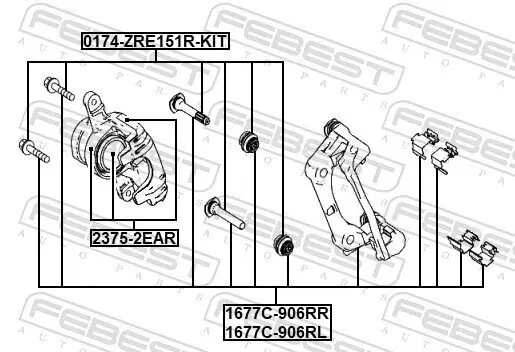 Bremssattelhaltersatz Hinterachse FEBEST 1677C-906RL Bild Bremssattelhaltersatz Hinterachse FEBEST 1677C-906RL