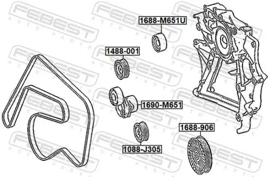 Riemenspanner, Keilrippenriemen FEBEST 1690-OM651 Bild Riemenspanner, Keilrippenriemen FEBEST 1690-OM651
