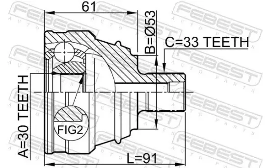 Gelenksatz, Antriebswelle Vorderachse radseitig FEBEST 1710-004 Bild Gelenksatz, Antriebswelle Vorderachse radseitig FEBEST 1710-004