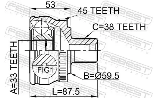 Gelenksatz, Antriebswelle FEBEST 1710-A4A45 Bild Gelenksatz, Antriebswelle FEBEST 1710-A4A45