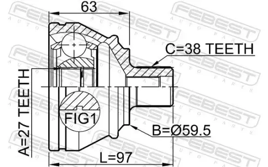 Gelenksatz, Antriebswelle Vorderachse radseitig FEBEST 1710-A6 Bild Gelenksatz, Antriebswelle Vorderachse radseitig FEBEST 1710-A6
