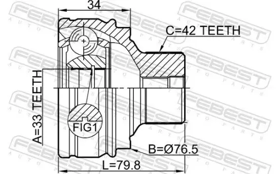 Gelenksatz, Antriebswelle Vorderachse radseitig FEBEST 1710-Q520MT Bild Gelenksatz, Antriebswelle Vorderachse radseitig FEBEST 1710-Q520MT