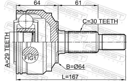 Gelenksatz, Antriebswelle FEBEST 1710-Q7R Bild Gelenksatz, Antriebswelle FEBEST 1710-Q7R