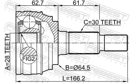 Gelenksatz, Antriebswelle Vorderachse radseitig FEBEST 1710-Q7 Bild Gelenksatz, Antriebswelle Vorderachse radseitig FEBEST 1710-Q7