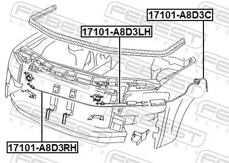 Motorhaubenzug FEBEST 17101-A8D3C Bild Motorhaubenzug FEBEST 17101-A8D3C