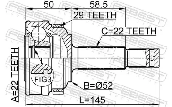 Gelenksatz, Antriebswelle radseitig Vorderachse FEBEST 1810-175A29 Bild Gelenksatz, Antriebswelle radseitig Vorderachse FEBEST 1810-175A29
