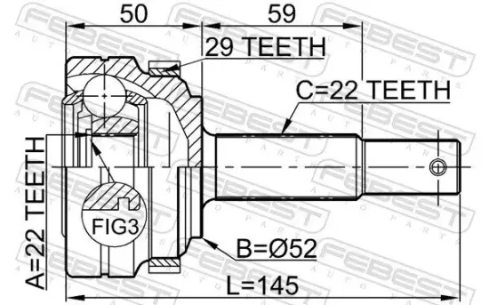 Gelenksatz, Antriebswelle radseitig Vorderachse FEBEST 1810-211A29 Bild Gelenksatz, Antriebswelle radseitig Vorderachse FEBEST 1810-211A29