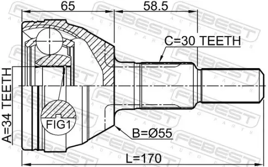 Gelenksatz, Antriebswelle Vorderachse radseitig FEBEST 1810-ANT Bild Gelenksatz, Antriebswelle Vorderachse radseitig FEBEST 1810-ANT