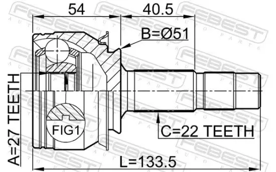 Gelenksatz, Antriebswelle radseitig Vorderachse FEBEST 1810-Z14 Bild Gelenksatz, Antriebswelle radseitig Vorderachse FEBEST 1810-Z14