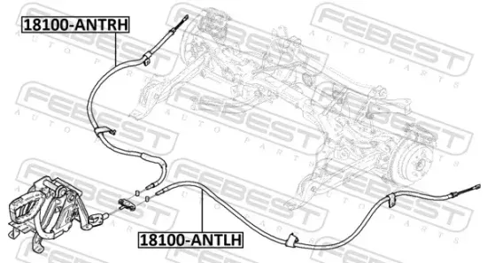 Seilzug, Feststellbremse hinten rechts FEBEST 18100-ANTRH Bild Seilzug, Feststellbremse hinten rechts FEBEST 18100-ANTRH