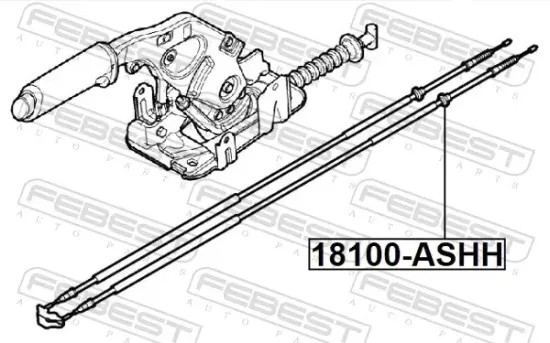 Seilzug, Feststellbremse Mitte FEBEST 18100-ASHH Bild Seilzug, Feststellbremse Mitte FEBEST 18100-ASHH