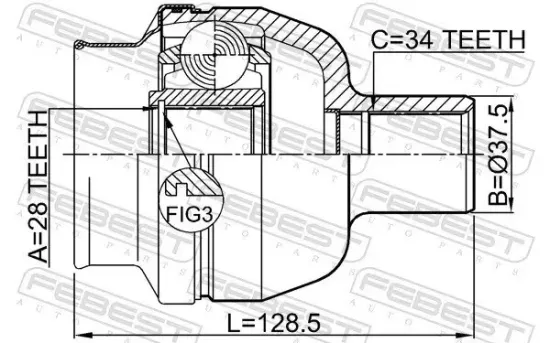Gelenksatz, Antriebswelle getriebeseitig Vorderachse rechts FEBEST 1811-Z19DRH Bild Gelenksatz, Antriebswelle getriebeseitig Vorderachse rechts FEBEST 1811-Z19DRH
