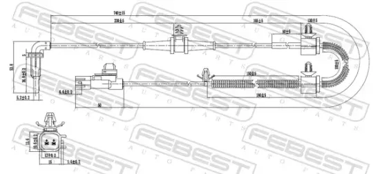 Sensor, Raddrehzahl Vorderachse FEBEST 18606-001 Bild Sensor, Raddrehzahl Vorderachse FEBEST 18606-001