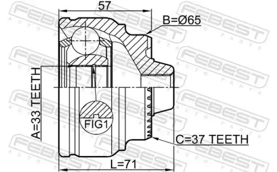 Gelenksatz, Antriebswelle radseitig Vorderachse FEBEST 1910-F25 Bild Gelenksatz, Antriebswelle radseitig Vorderachse FEBEST 1910-F25