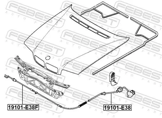 Motorhaubenzug FEBEST 19101-E38F Bild Motorhaubenzug FEBEST 19101-E38F