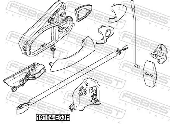 Seilzug, Türentriegelung FEBEST 19104-E53F Bild Seilzug, Türentriegelung FEBEST 19104-E53F