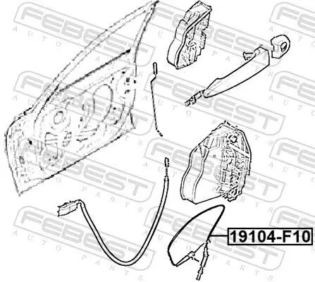 Seilzug, Türentriegelung FEBEST 19104-F10 Bild Seilzug, Türentriegelung FEBEST 19104-F10