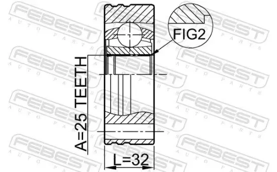 Gelenksatz, Antriebswelle getriebeseitig Hinterachse FEBEST 1911-E34 Bild Gelenksatz, Antriebswelle getriebeseitig Hinterachse FEBEST 1911-E34