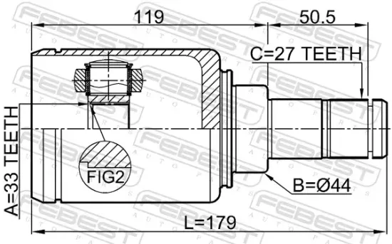 Gelenksatz, Antriebswelle getriebeseitig Vorderachse links FEBEST 1911-G01FLH Bild Gelenksatz, Antriebswelle getriebeseitig Vorderachse links FEBEST 1911-G01FLH